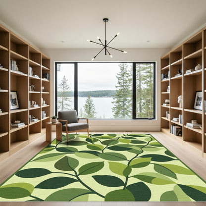 Various Green Leafy Branches Rug