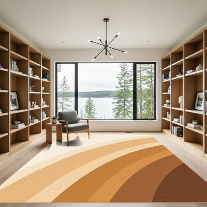 Warm Ochre Arc Segment Abstract Rug
