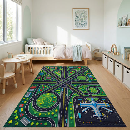 Vibrant City Roads Airport Rug