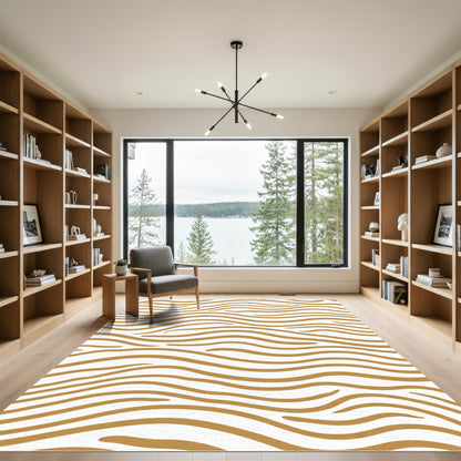 Golden Wavy Stripes Rug