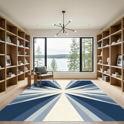 Radiant Deep Blue Sunburst Rug
