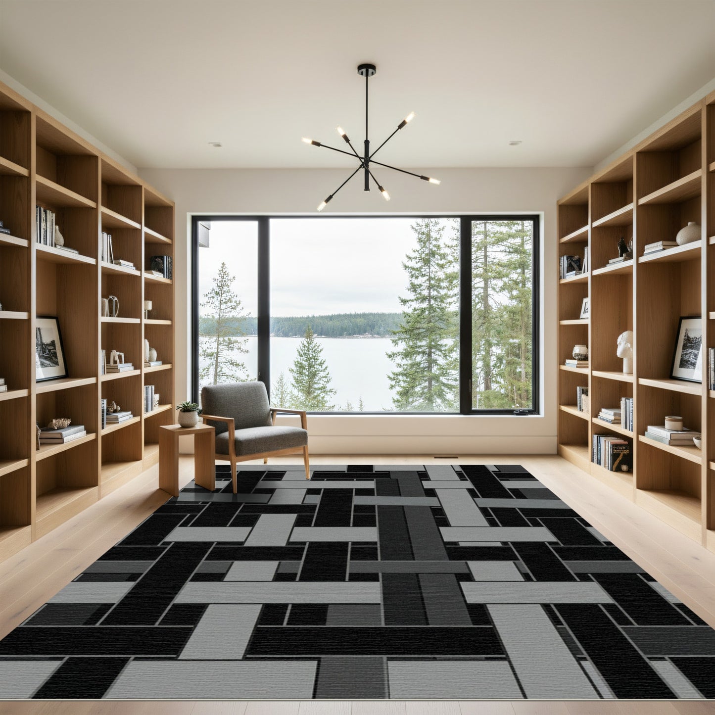 Monochromatic Interlocking Geometric Tape Rug