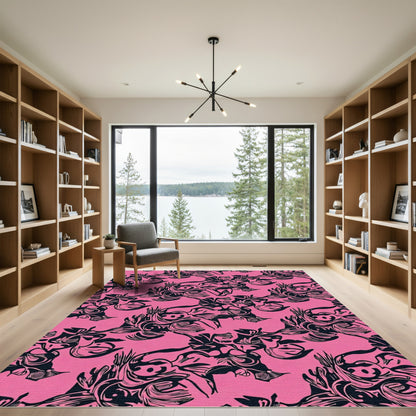 Baroque Pink Floral Swirl Reminiscence Rug