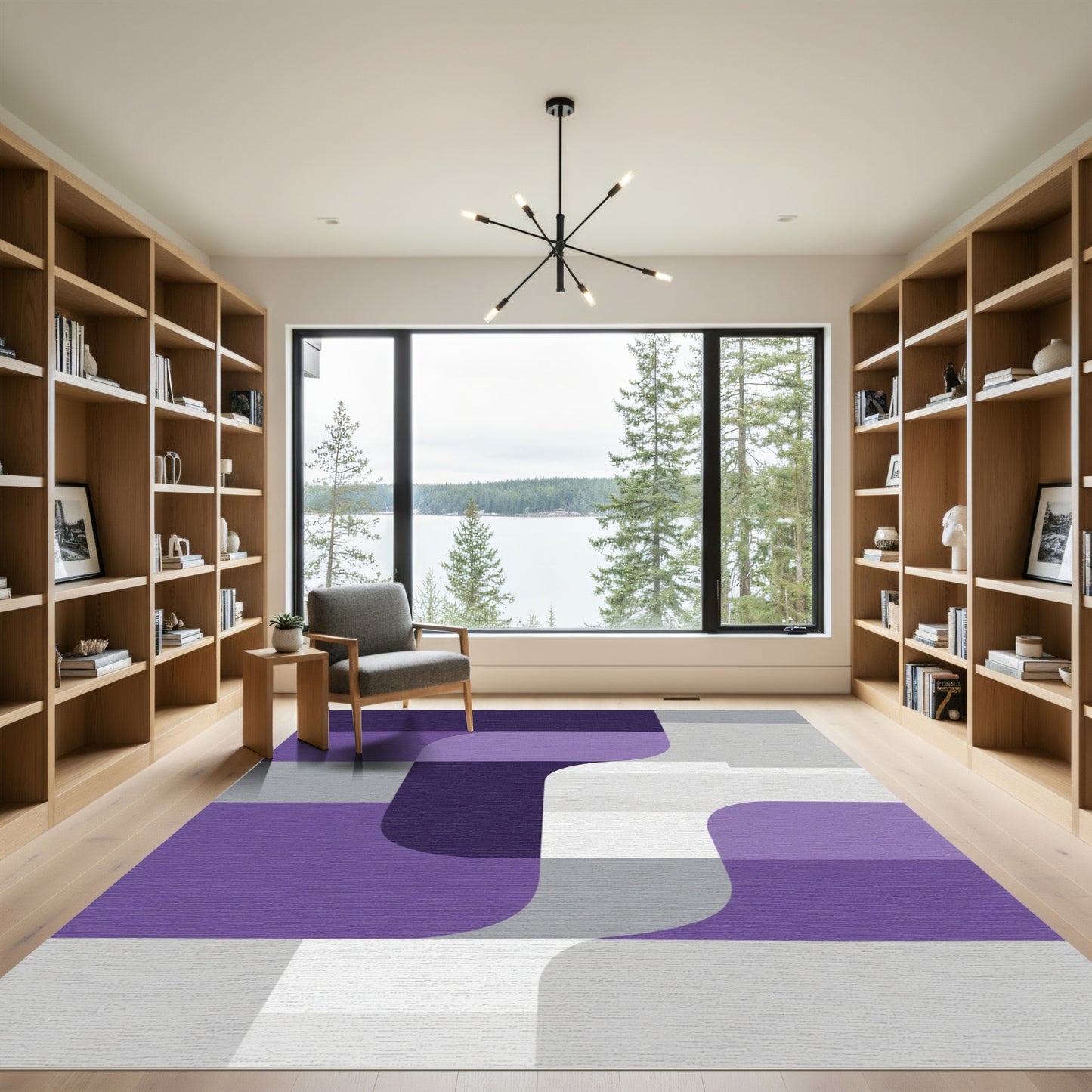 Amethyst Geometric Layered Squares Rug