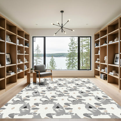 Abstract Gray Face Repeat Pattern Rug