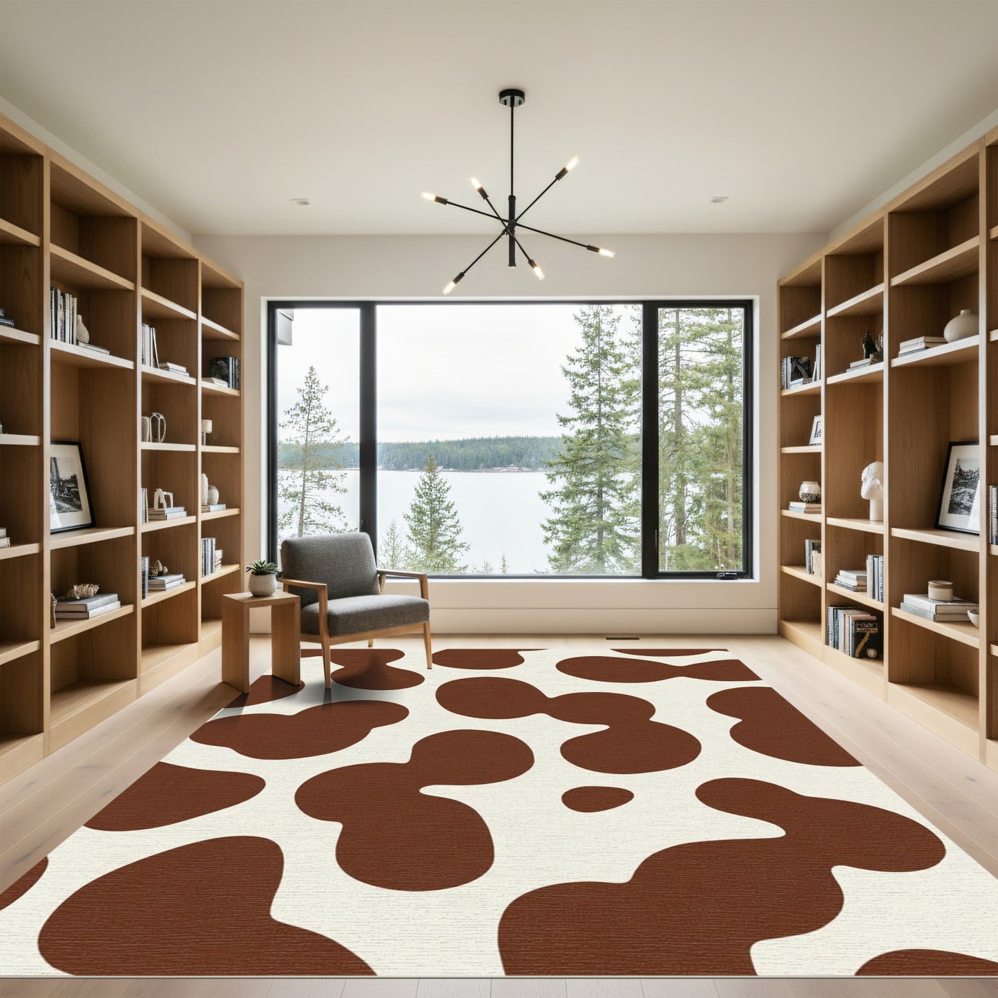 Brown White Blobs Rug