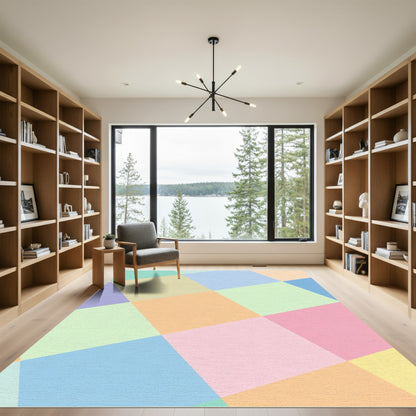 Pastel Geometric Squares Tonal Shift Rug