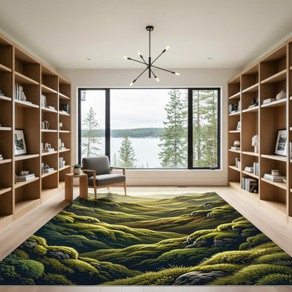 Verdant Rolling Hills Landscape Rug