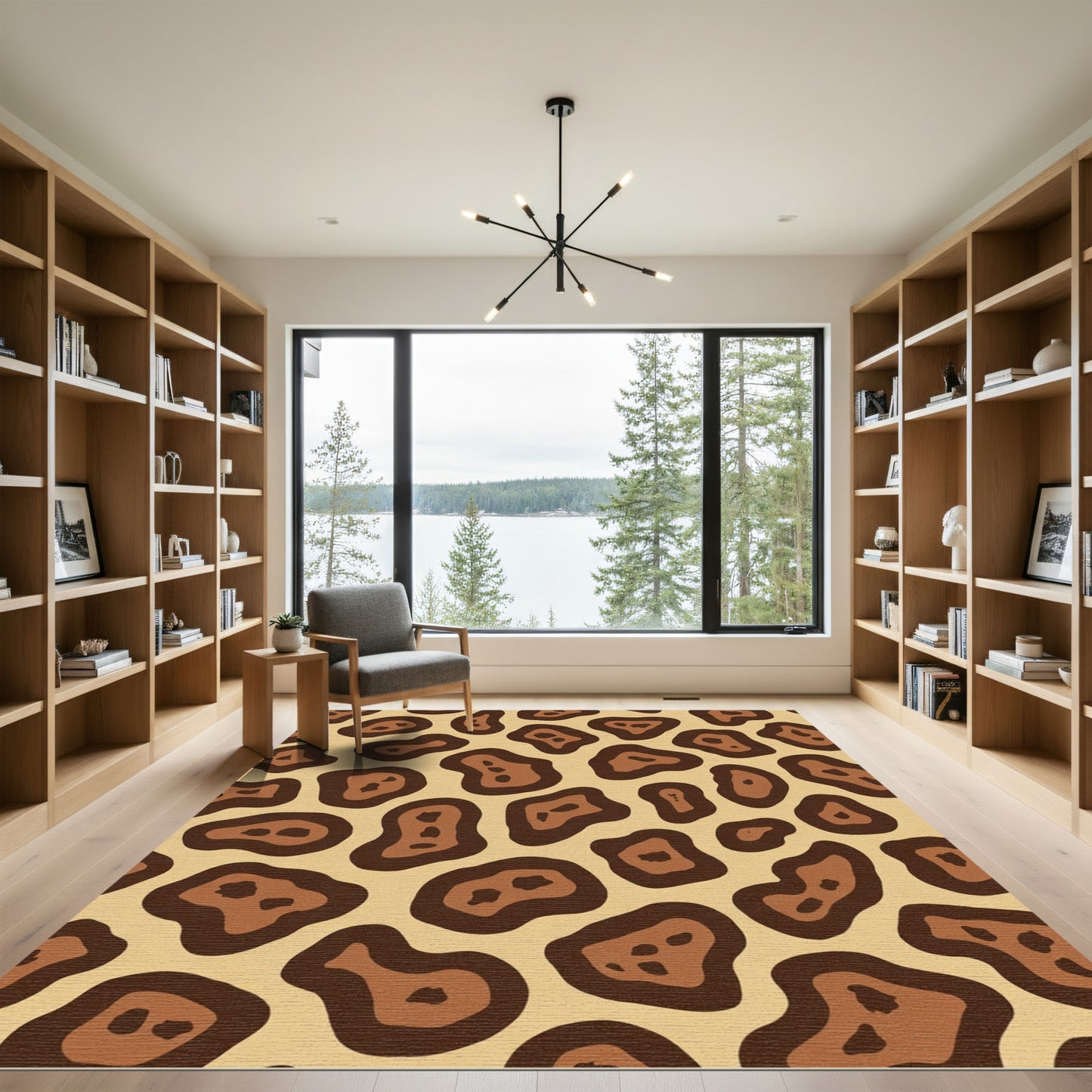 Brown Leopard Spots Abstract Rug
