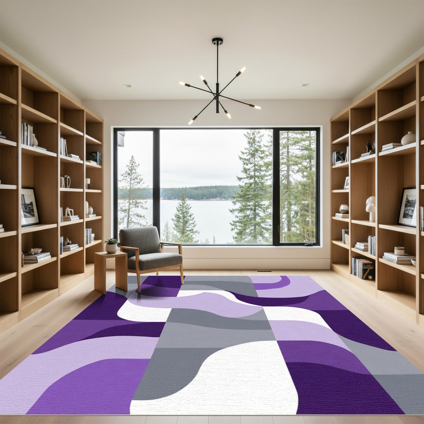 Amethyst Swirl Geometric Blocks Rug
