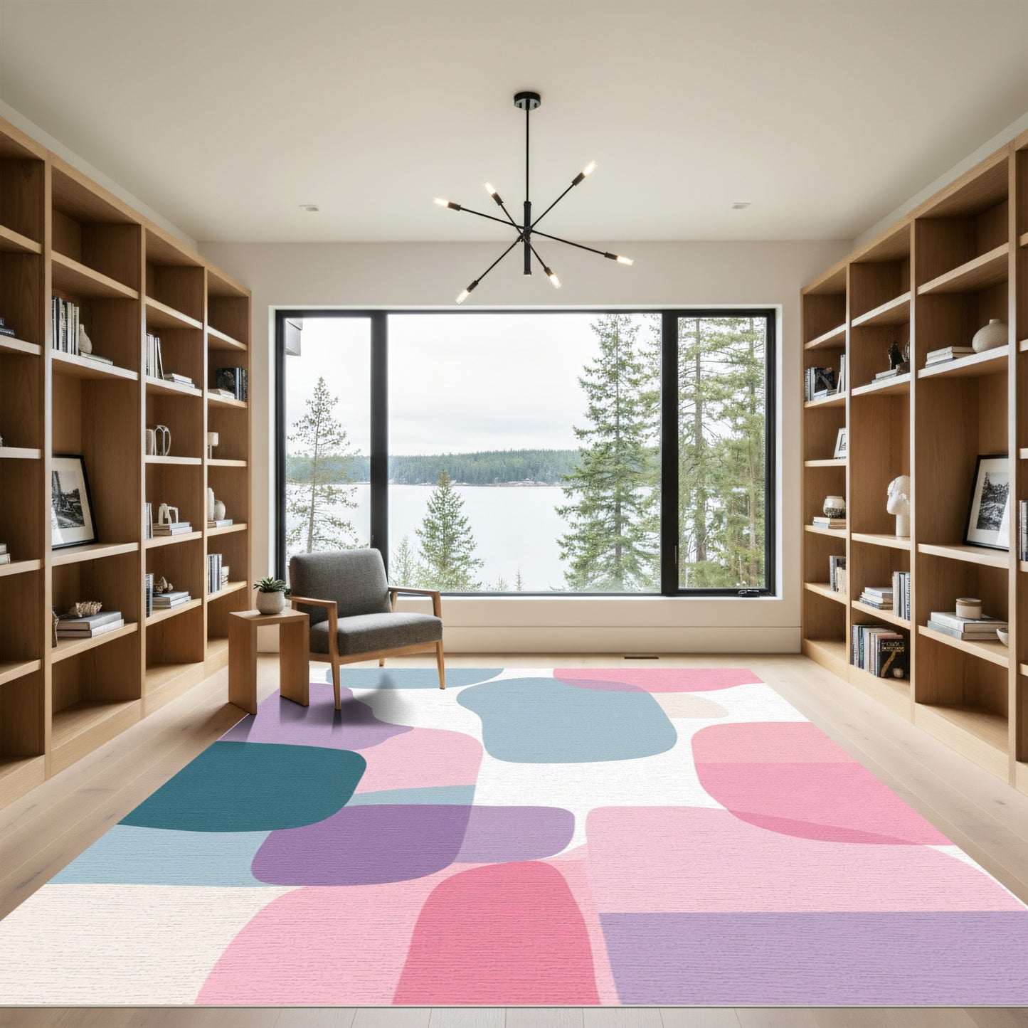 Pastel Pink Blue Organic Shapes Rug