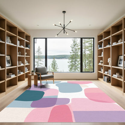Pastel Pink Blue Organic Shapes Rug