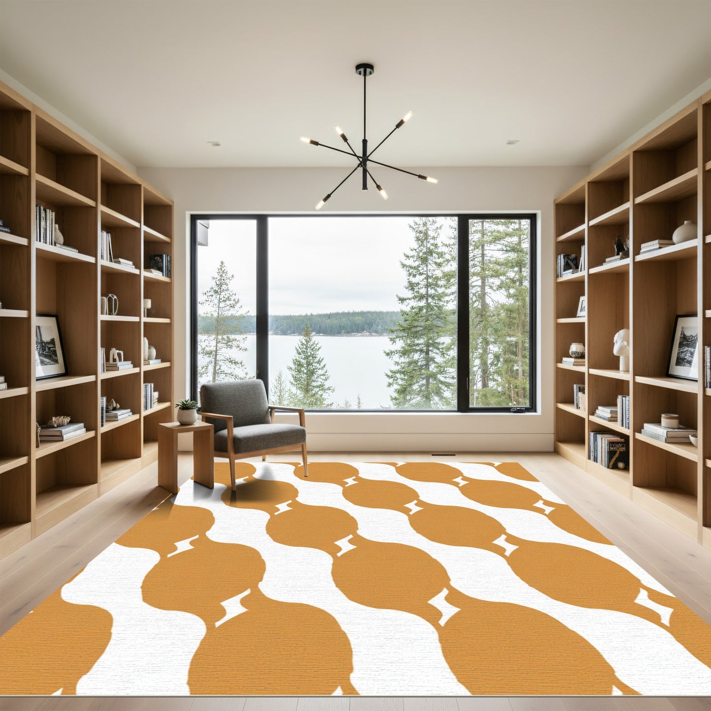 Golden Smooth Oval Link Pattern Rug