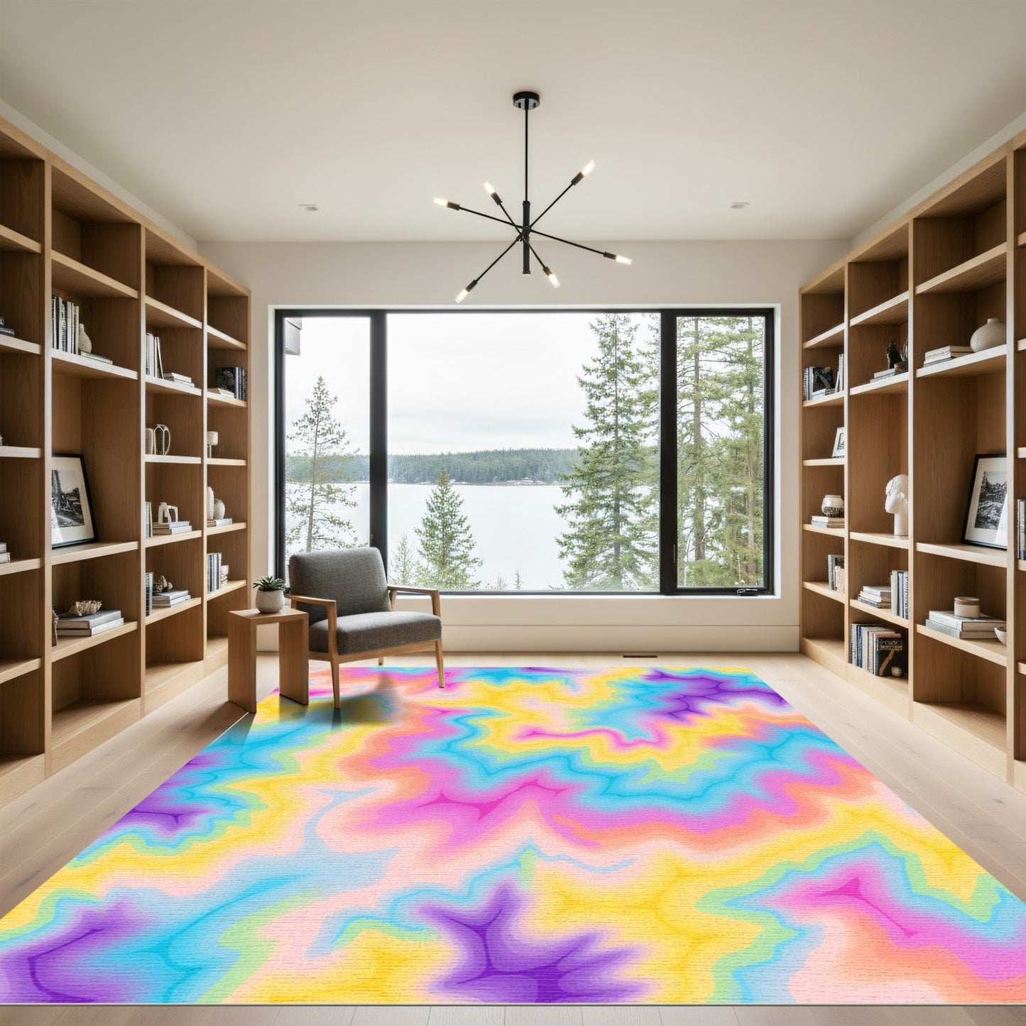 Vibrant Gradient Topographic Abstract Rug