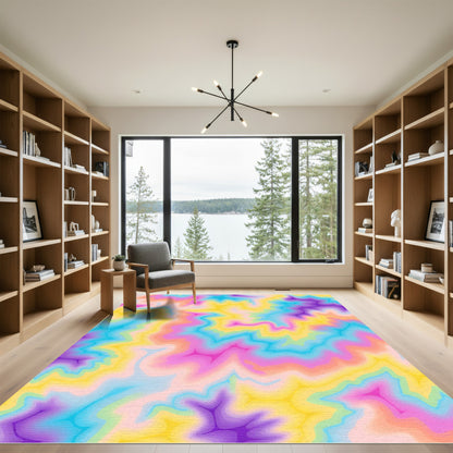 Vibrant Gradient Topographic Abstract Rug