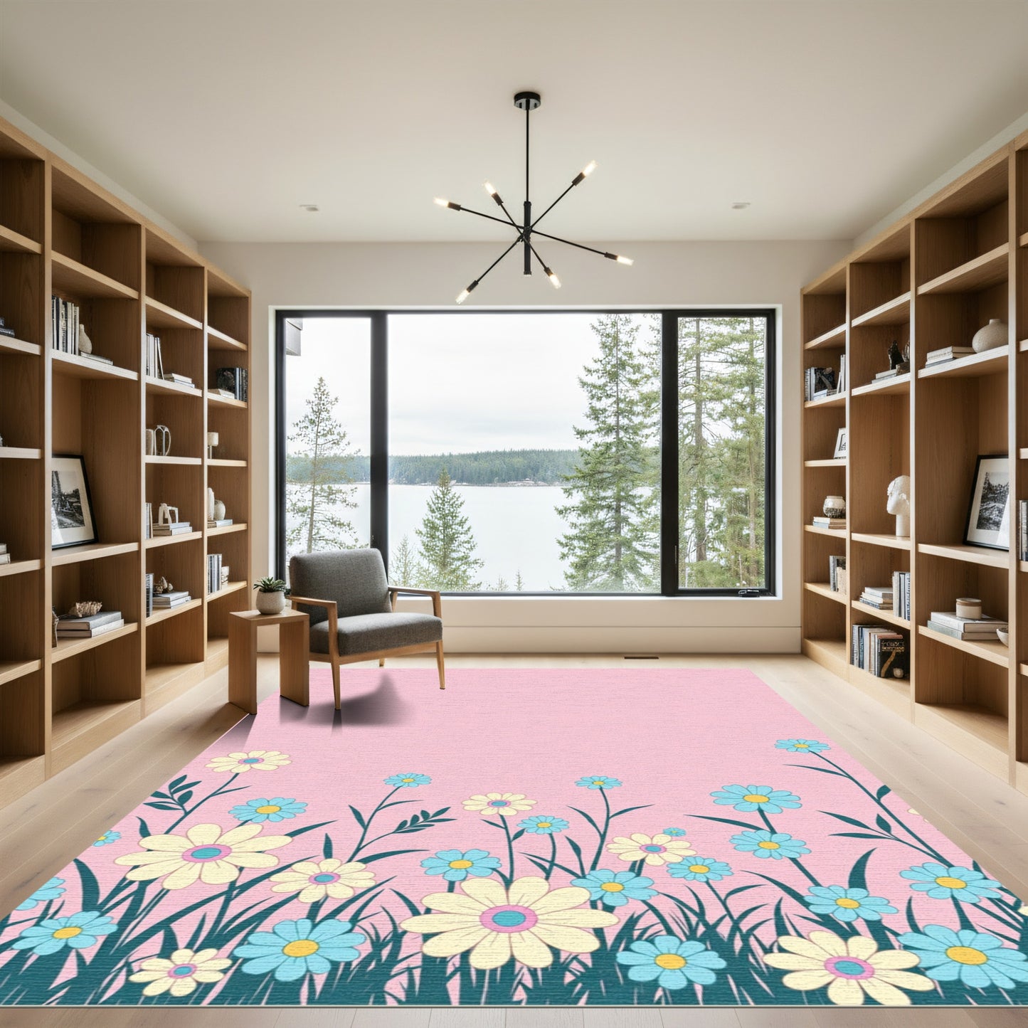 Whimsical Daisy Meadow Floral Rug