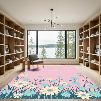 Whimsical Daisy Meadow Floral Rug