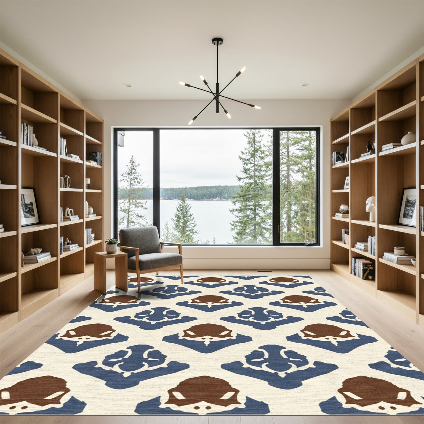 Indigo Brown Tribal Diamond Rug