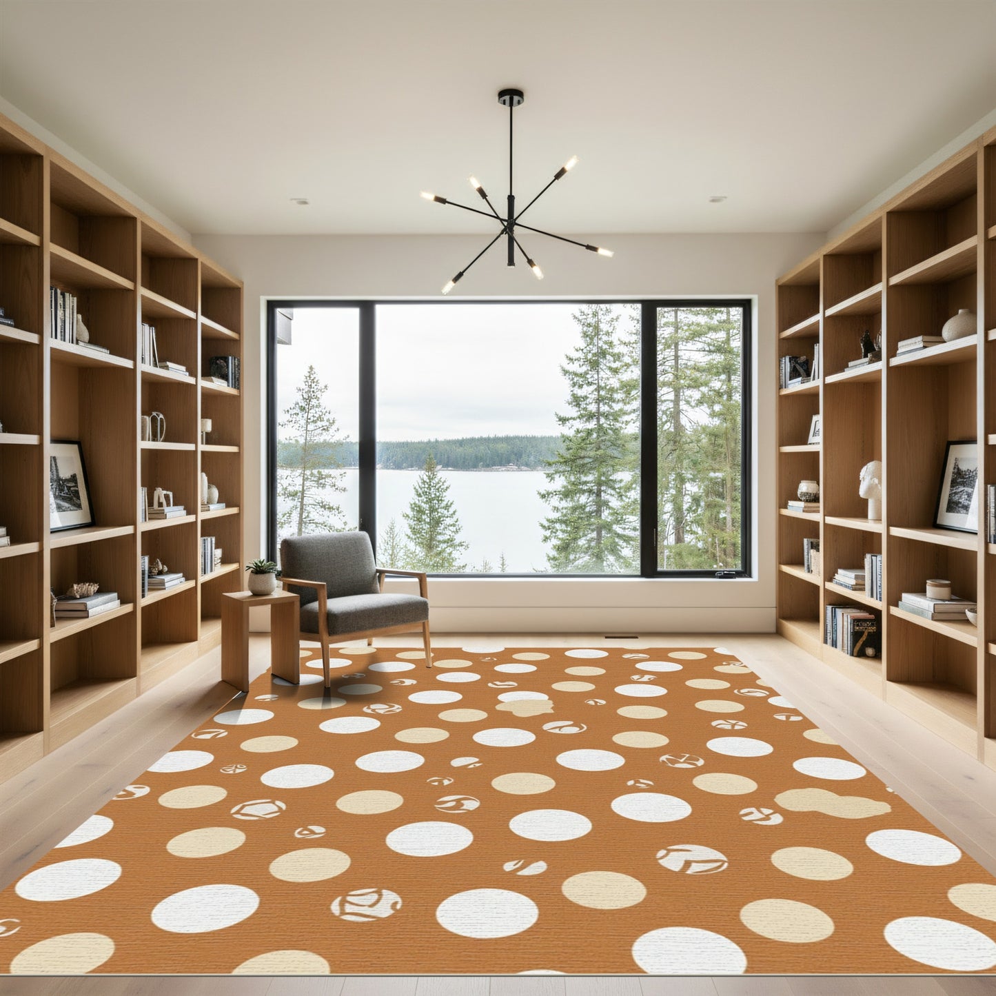 Amber White Tan Polka Dot Scatter Rug