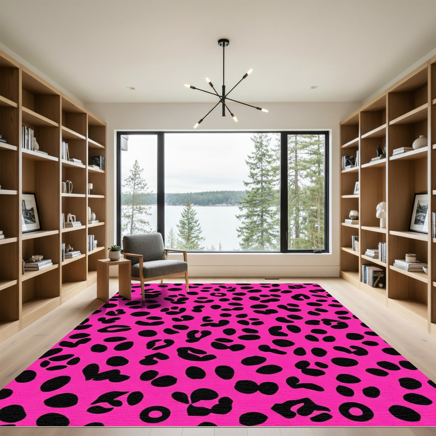 Fuchsia Black Animal Spots Rug