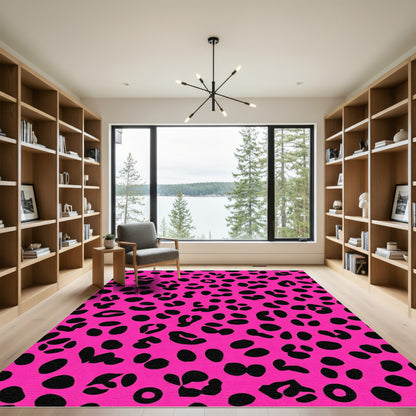 Fuchsia Black Animal Spots Rug