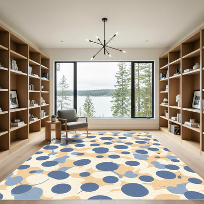 Soft Blue Spotted Cream Camouflage Rug