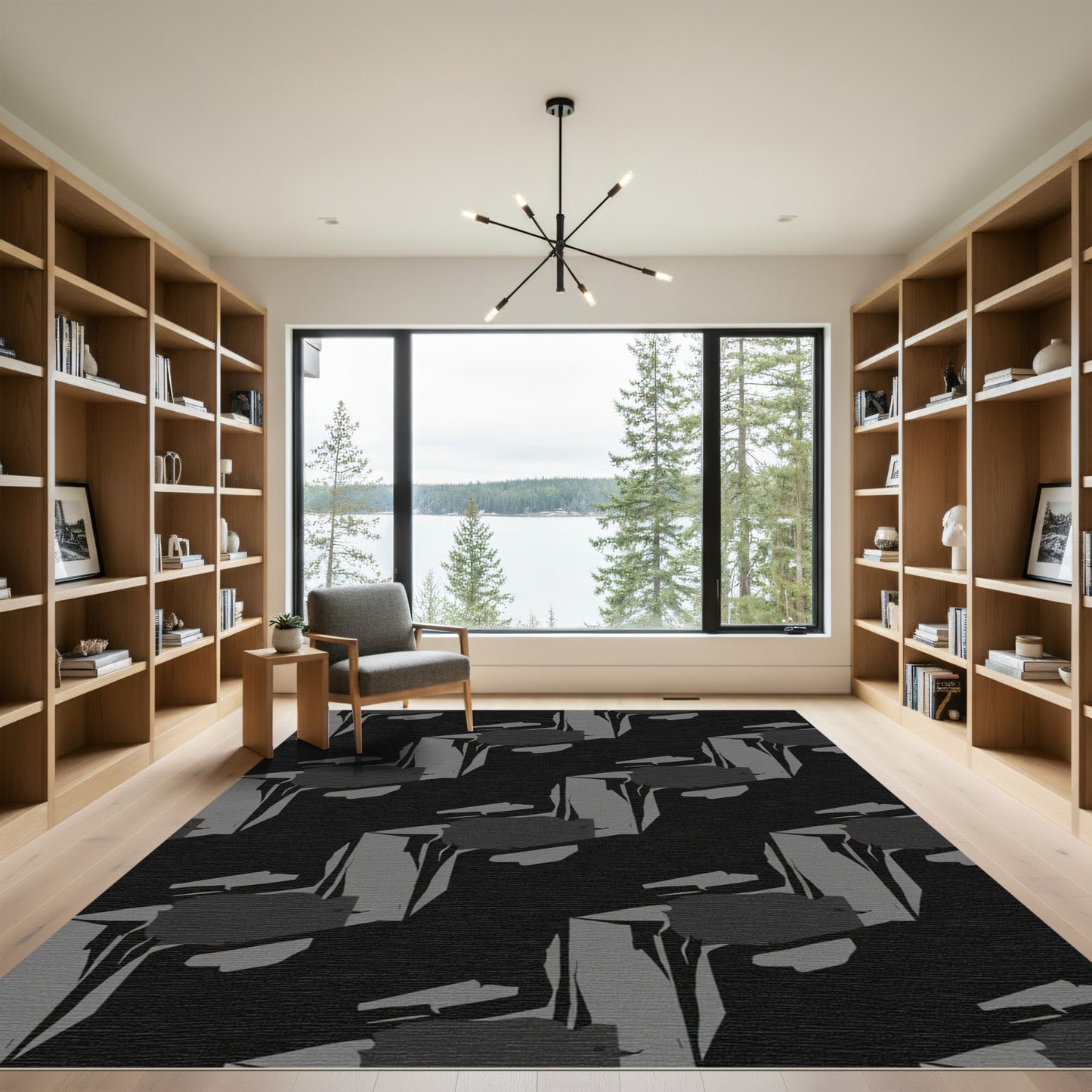 Monochromatic Abstract Geometric Stack Rug