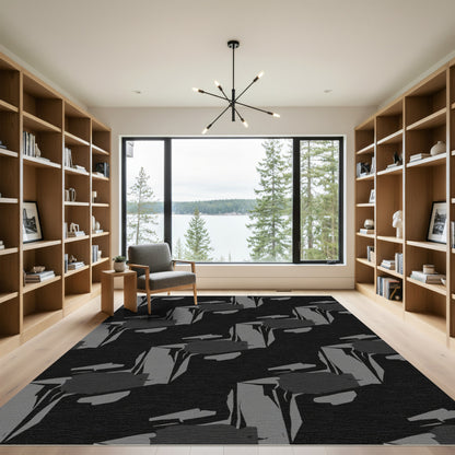 Monochromatic Abstract Geometric Stack Rug