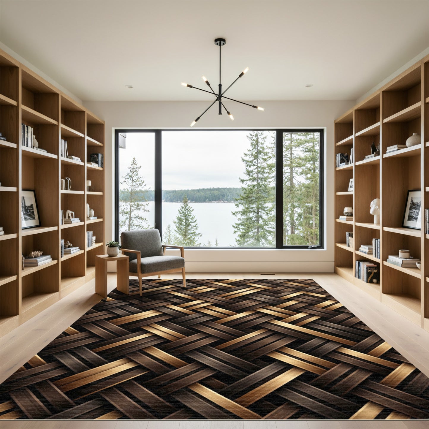 Woven Chocolate And Gold Texture Rug