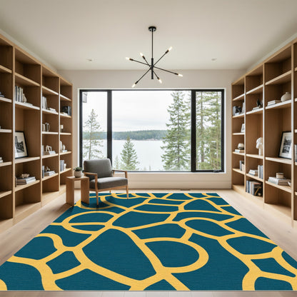 Deep Teal Organic Lattice Rug