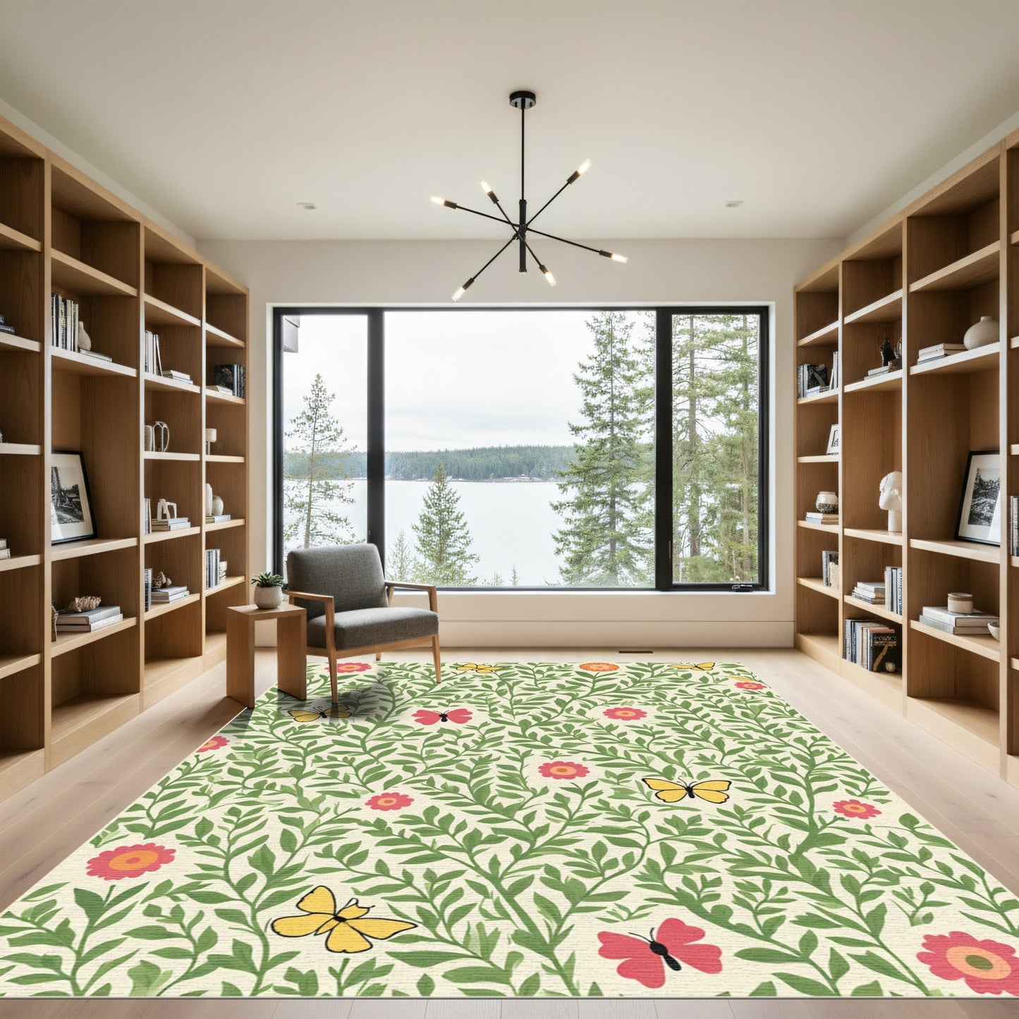 Whimsical Yellow Butterflies Garden Bloom Rug