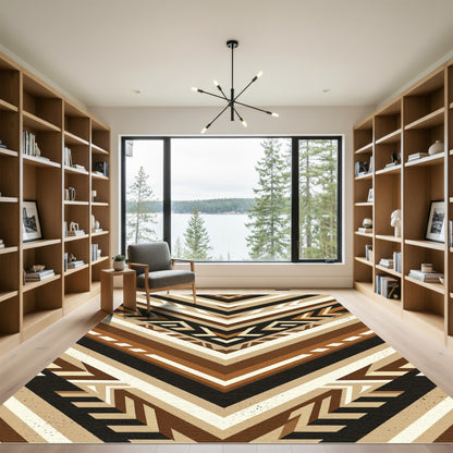 Earthy Chevron Tribal Stripe Rug
