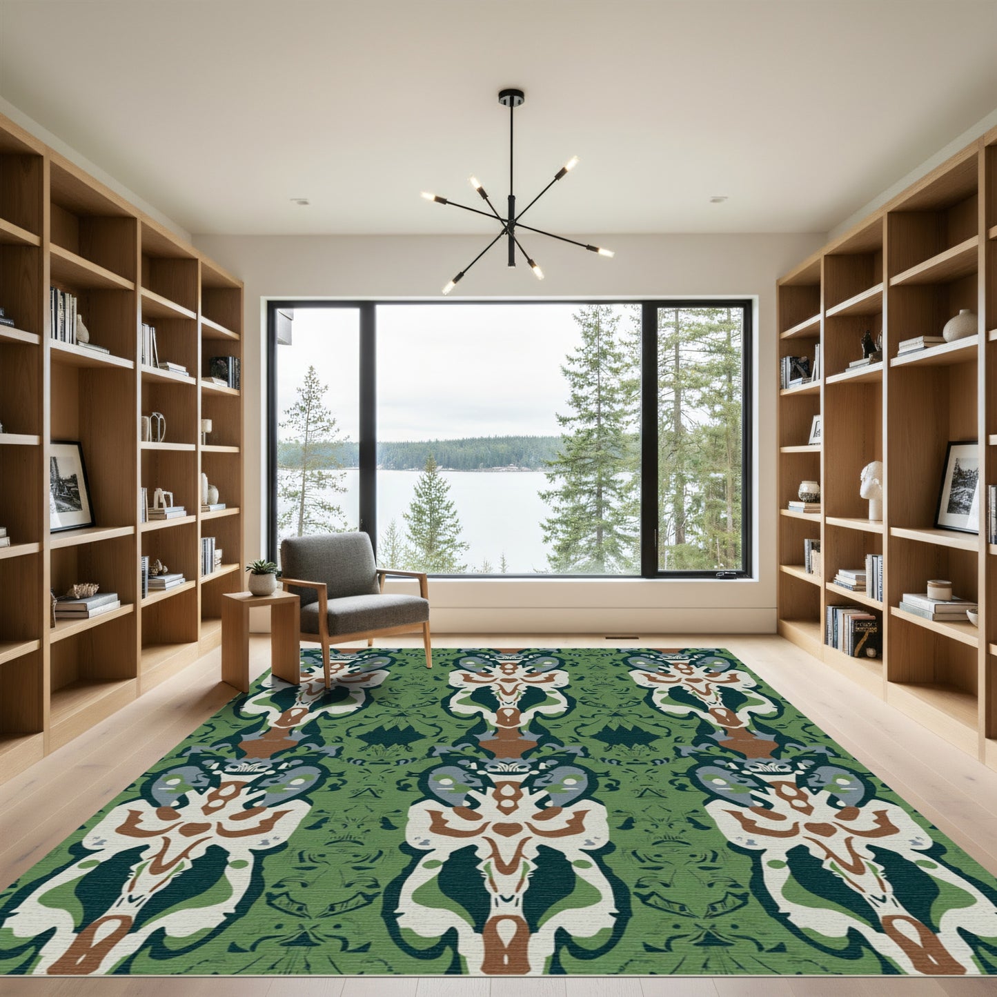 Green Emerald Abstract Symmetry Rug