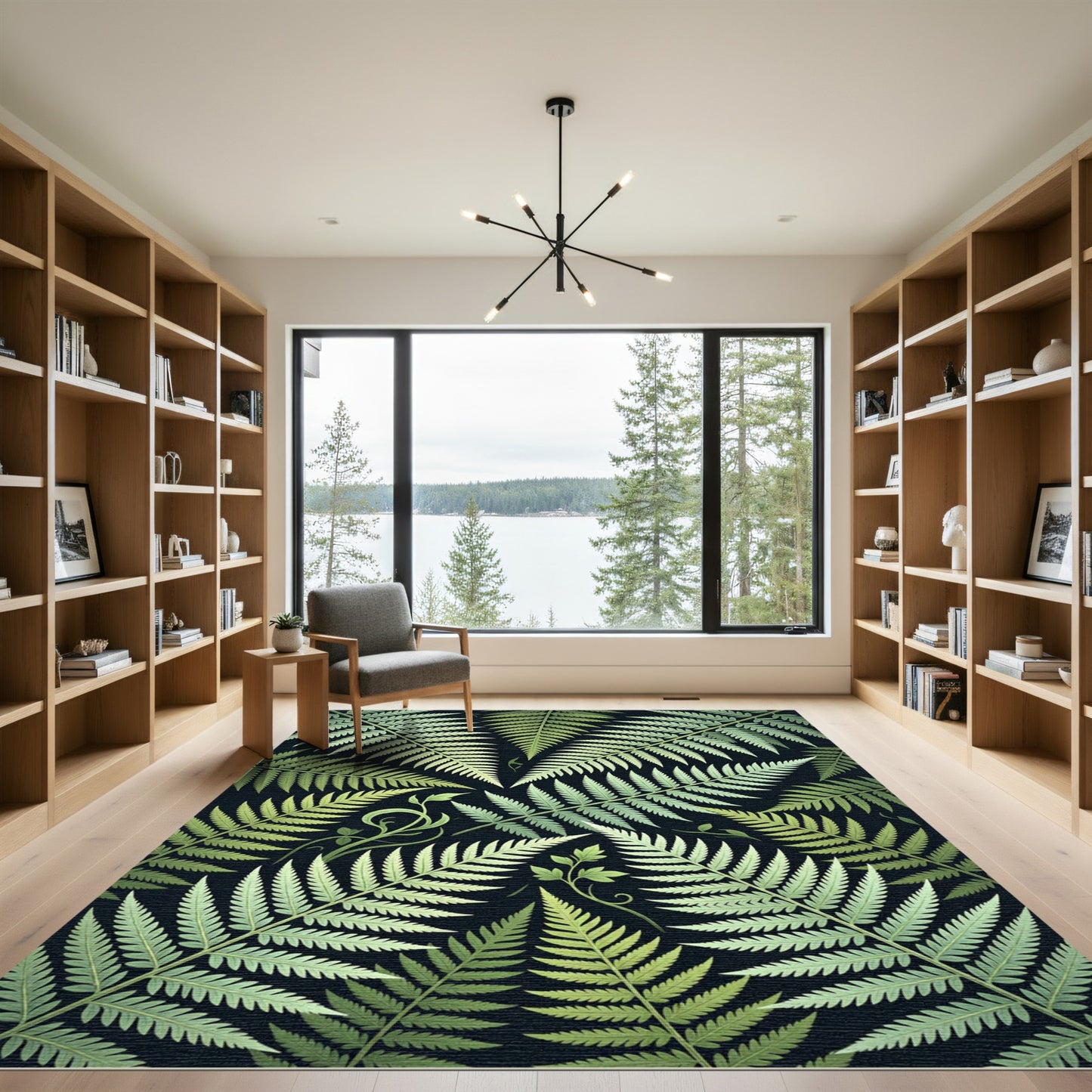 Fern Foliage Lush Green Garden Rug