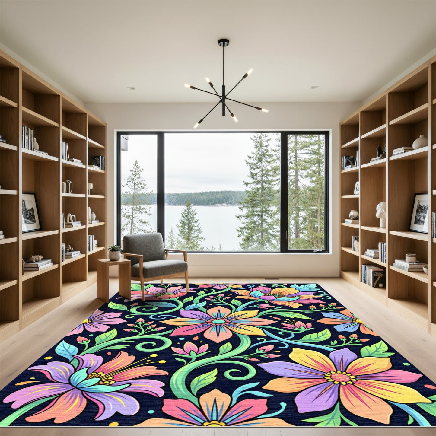 Vibrant Pastel Floral Enchanted Garden Rug