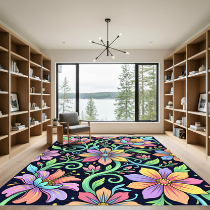 Vibrant Pastel Floral Enchanted Garden Rug