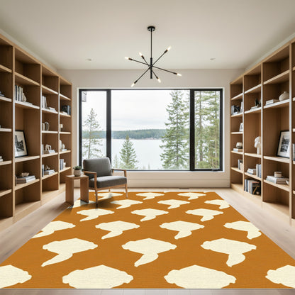 Golden Brown Abstract Tassel Rug