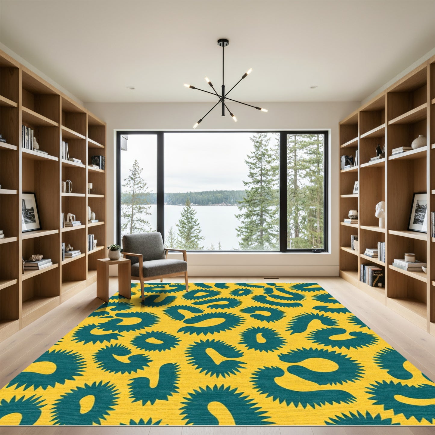 Bold Teal Leopard Spot Rug