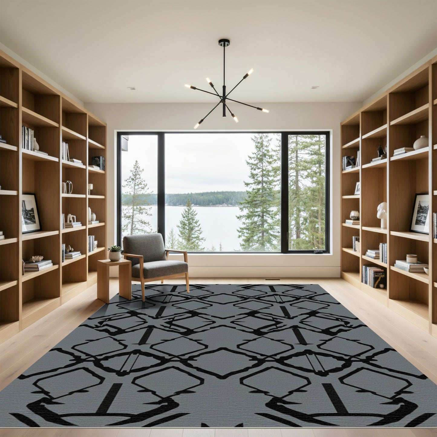 Dark Gray Black Diamond Chain Rug