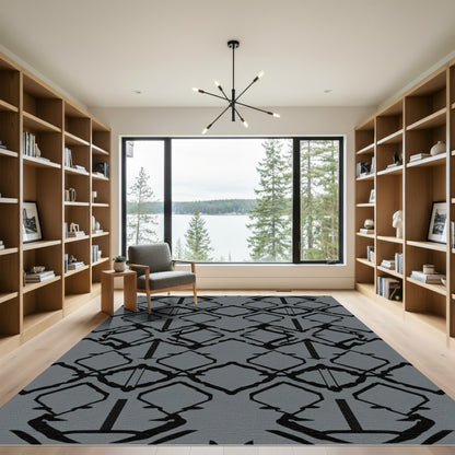 Dark Gray Black Diamond Chain Rug