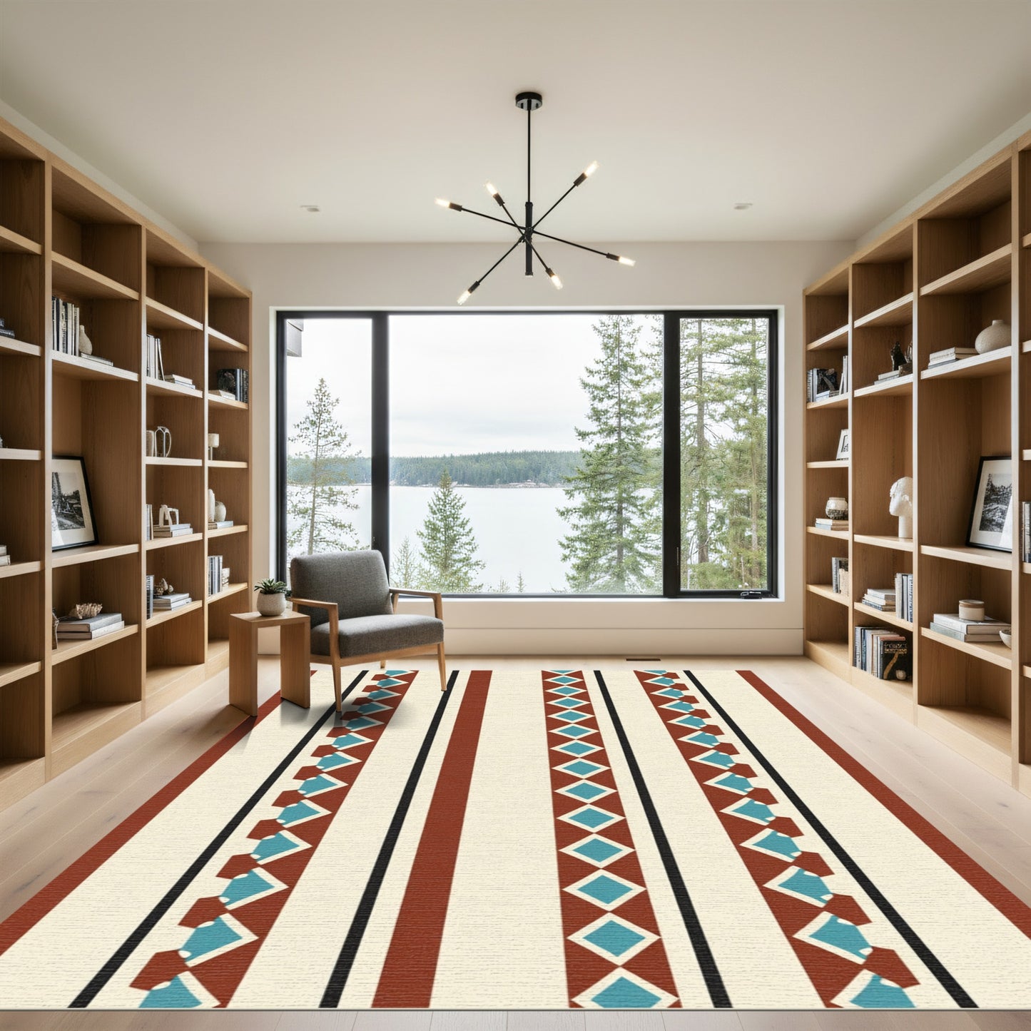 Terracotta Teal Diamond Stripe Rug