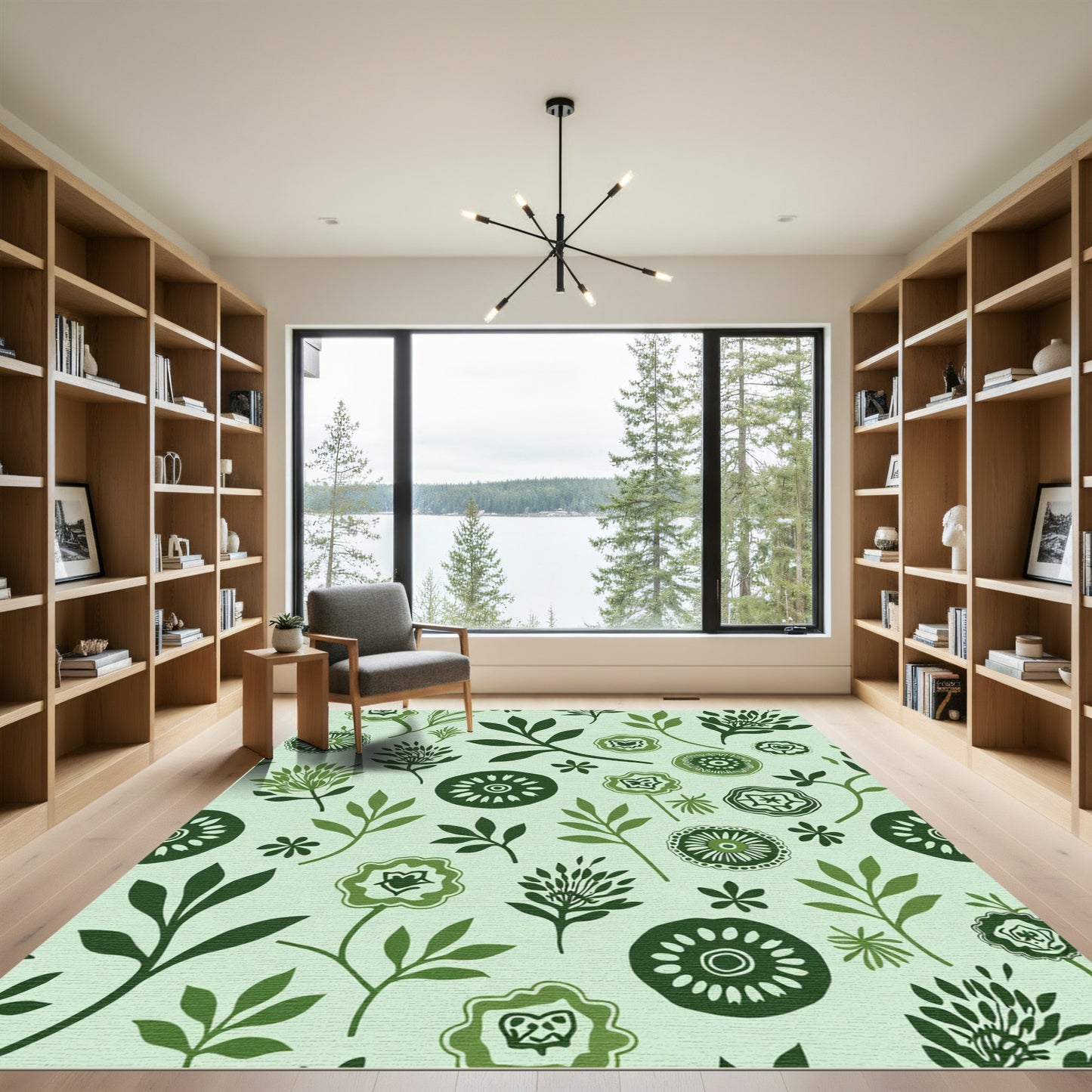 Green Botanical Garden Floral Medallion Rug