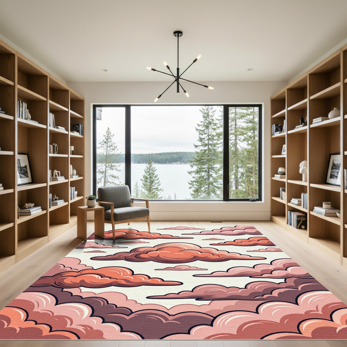 Coral Pink Sky Cloud Cluster Rug