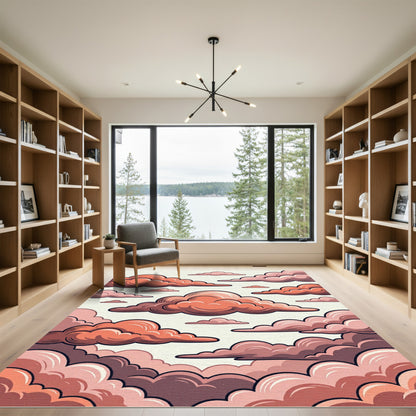 Coral Pink Sky Cloud Cluster Rug