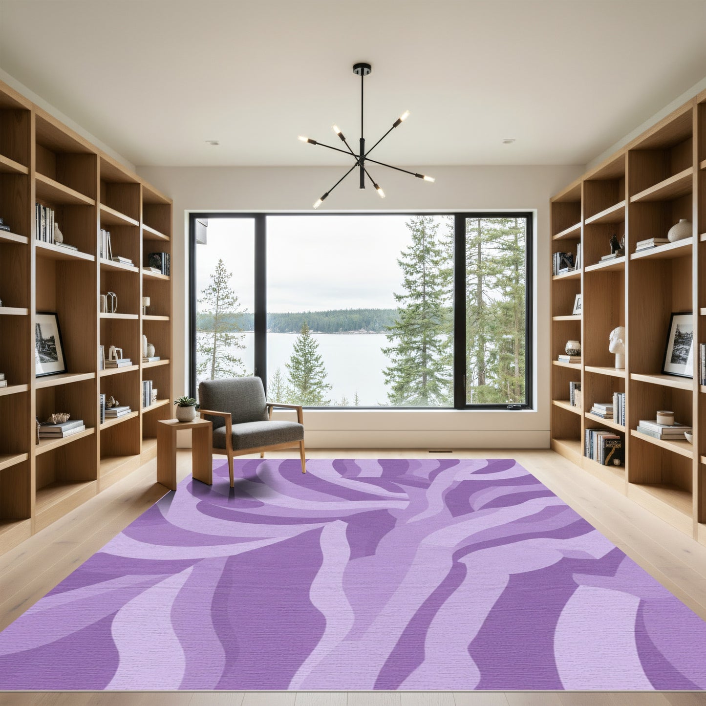 Lilac Swirl Ribbon Abstract Rug