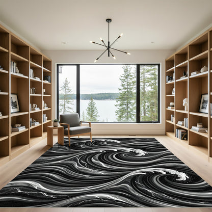 Monochromatic Deep Wave Swirl Rug