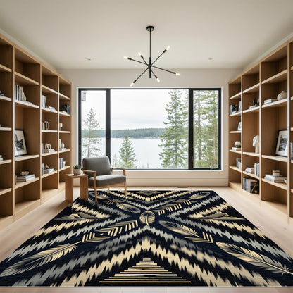 Golden Feather Summit Abstract Rug