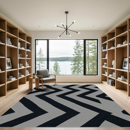 Bold Slate Gray Chevron Rug
