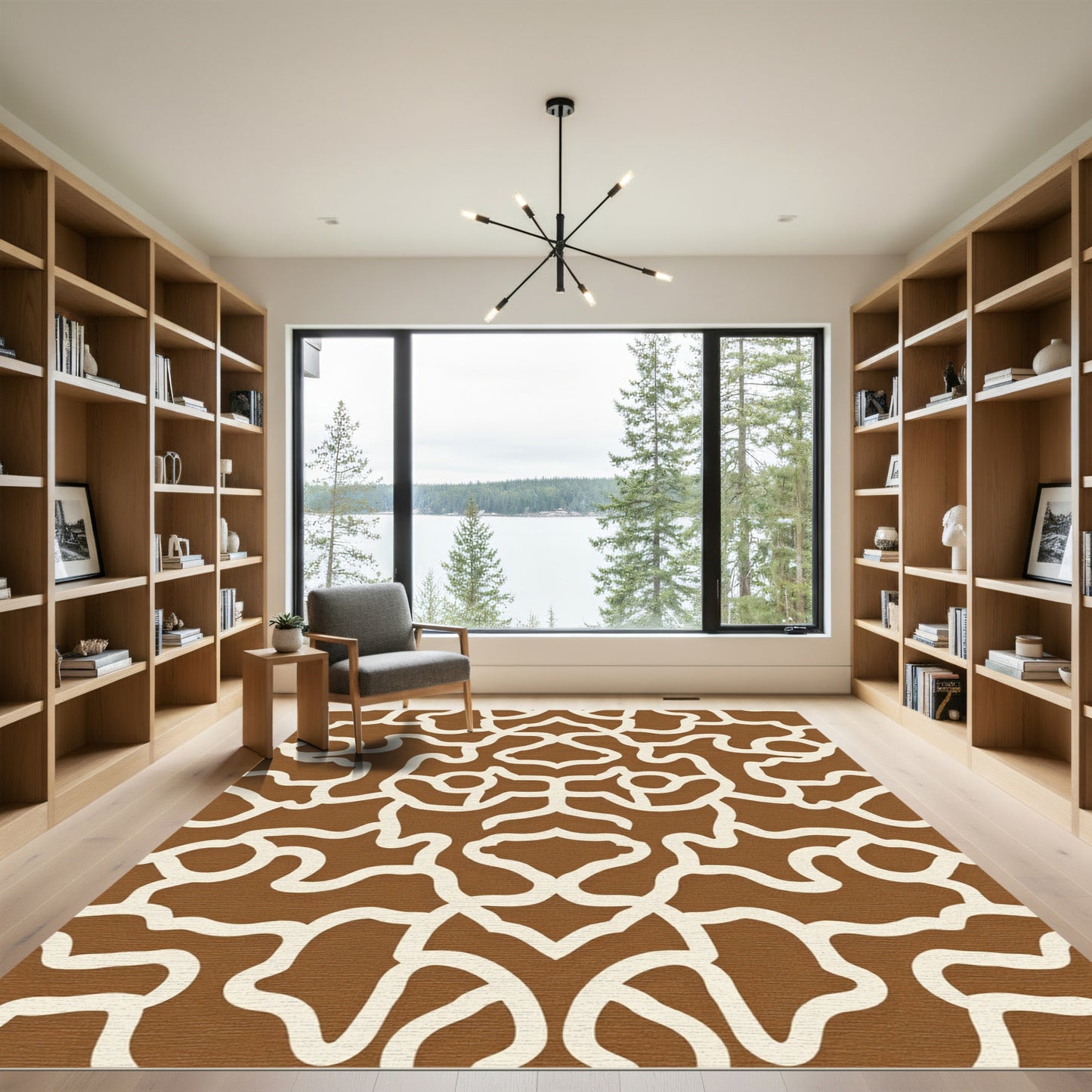 Brown Cream Organic Swirl Rug