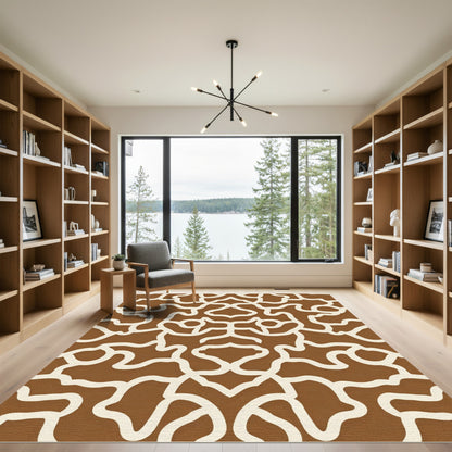 Brown Cream Organic Swirl Rug